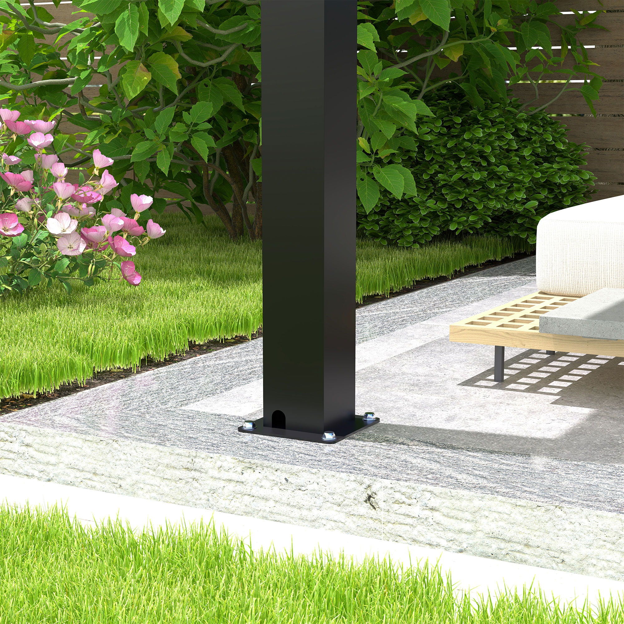 Louver Pergola Steel Louvers &amp; Frame - Black