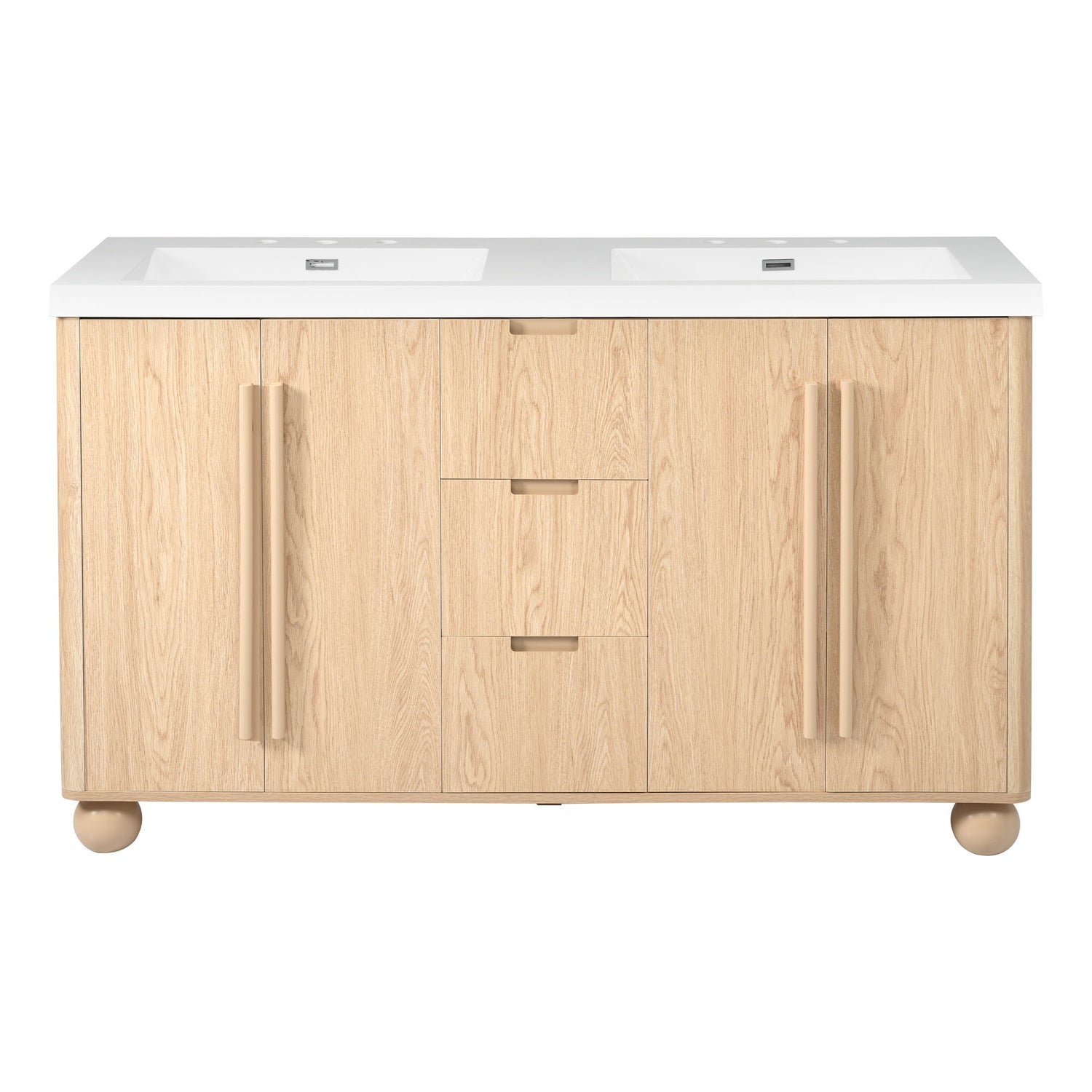 Double Sink Bathroom Vanity With Sinks, Soft Close Doors &amp; 3 Drawers - Wood