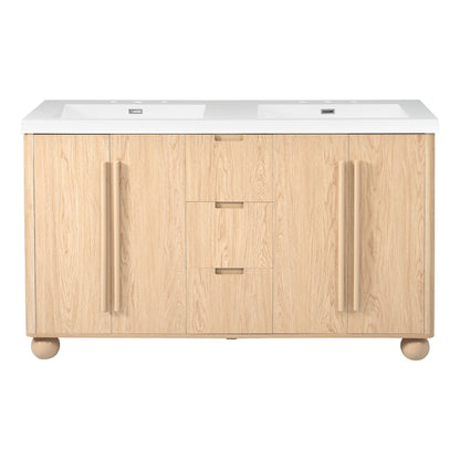 Double Sink Bathroom Vanity With Sinks, Soft Close Doors &amp; 3 Drawers - Wood
