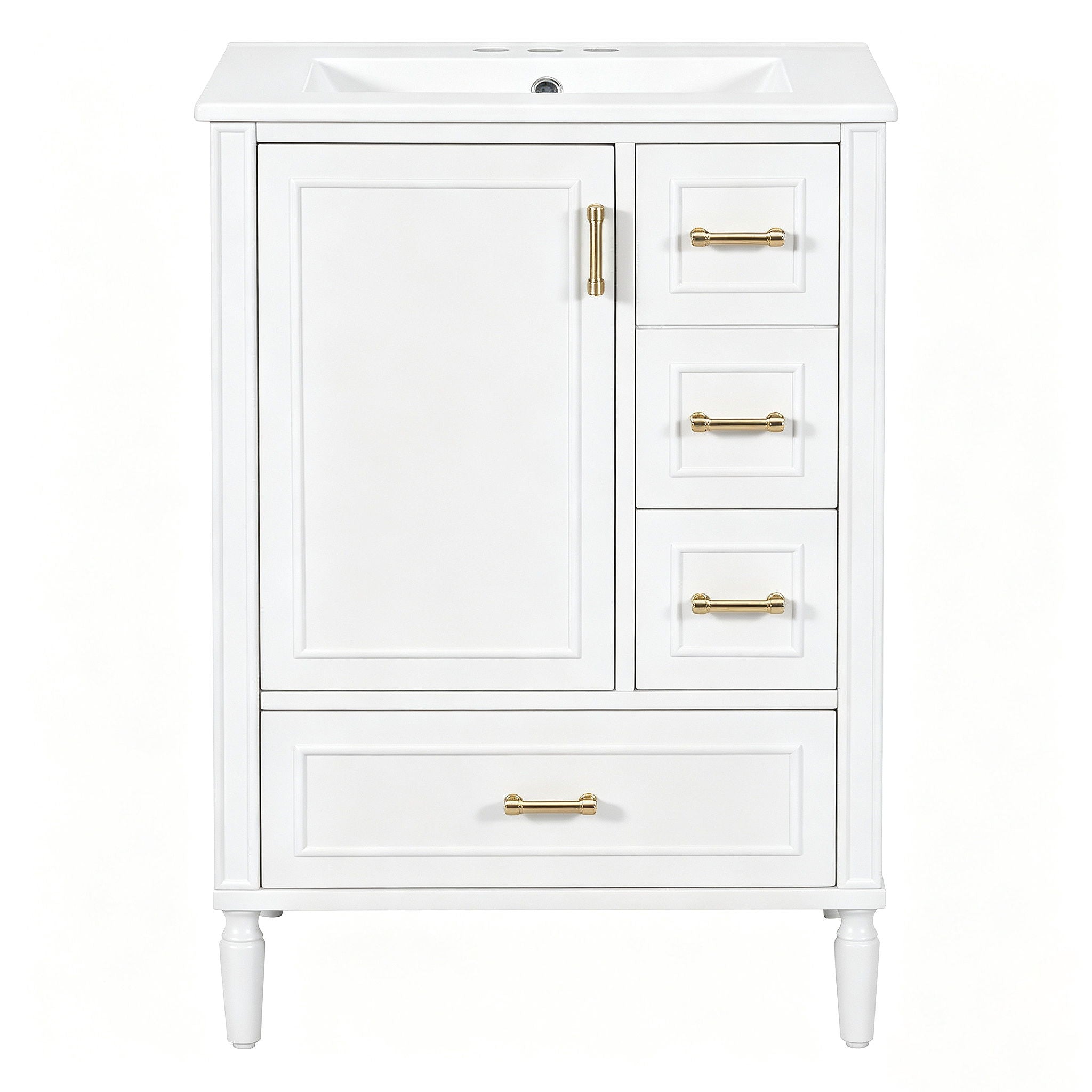 Modern Bathroom Vanity With Sink, Soft Close Doors, 3 Drawers