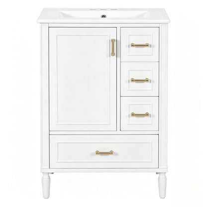 Modern Bathroom Vanity With Sink, Soft Close Doors, 3 Drawers