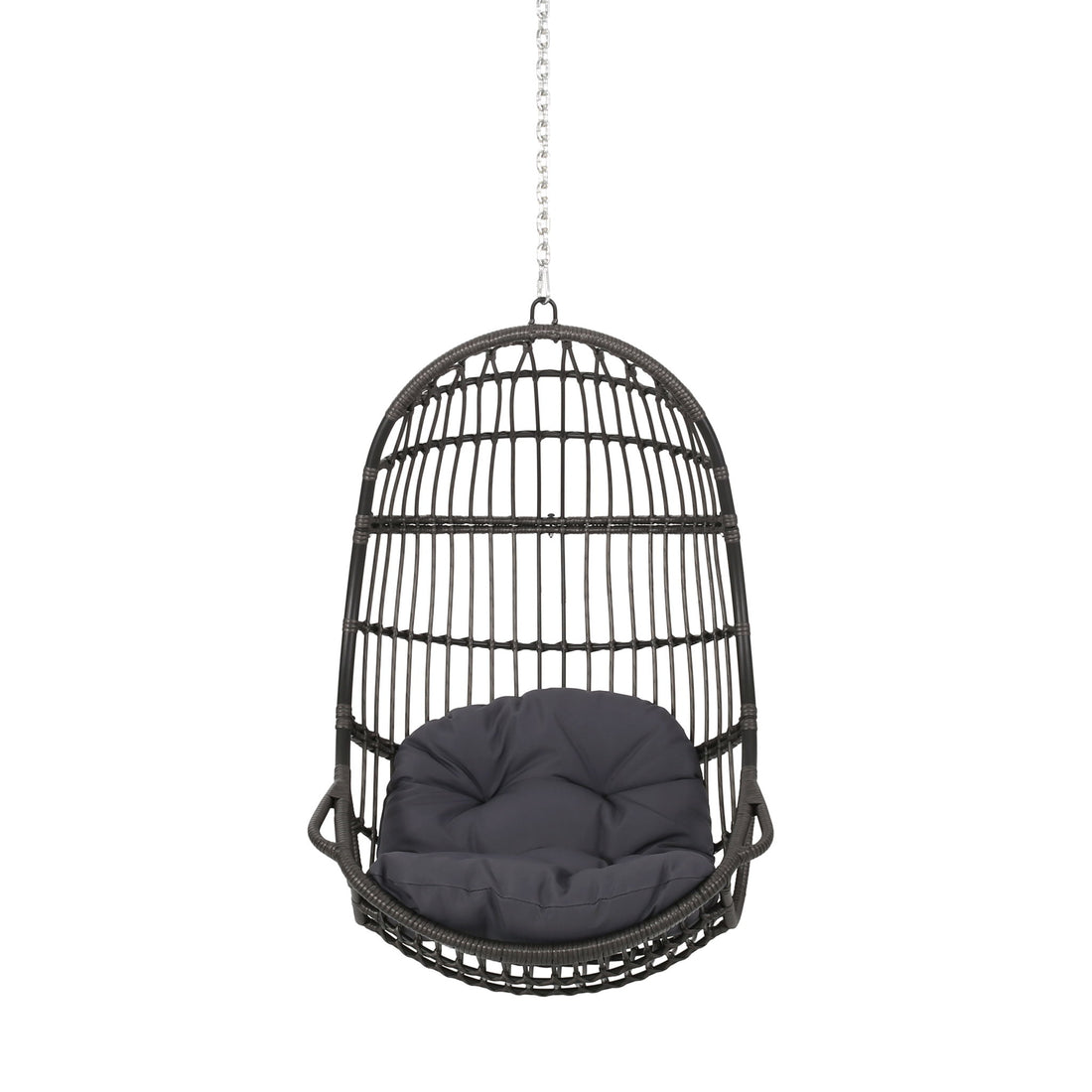 Rustic Hanging Basket Chair With Cushion