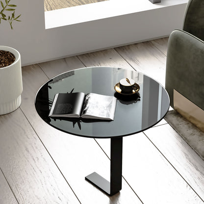 24&quot; Round Tempered Glass Table Top Glass 1 / 4&quot; Thick Round Polished Edge - Black