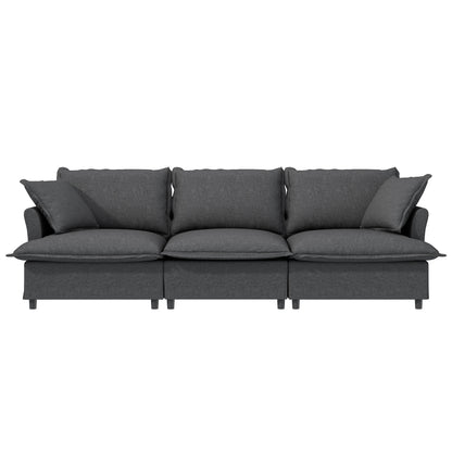 3 Seat Sofa Module For Modular Sectional Wide Seat Cloud Couch With Throw Pillows Upholstered