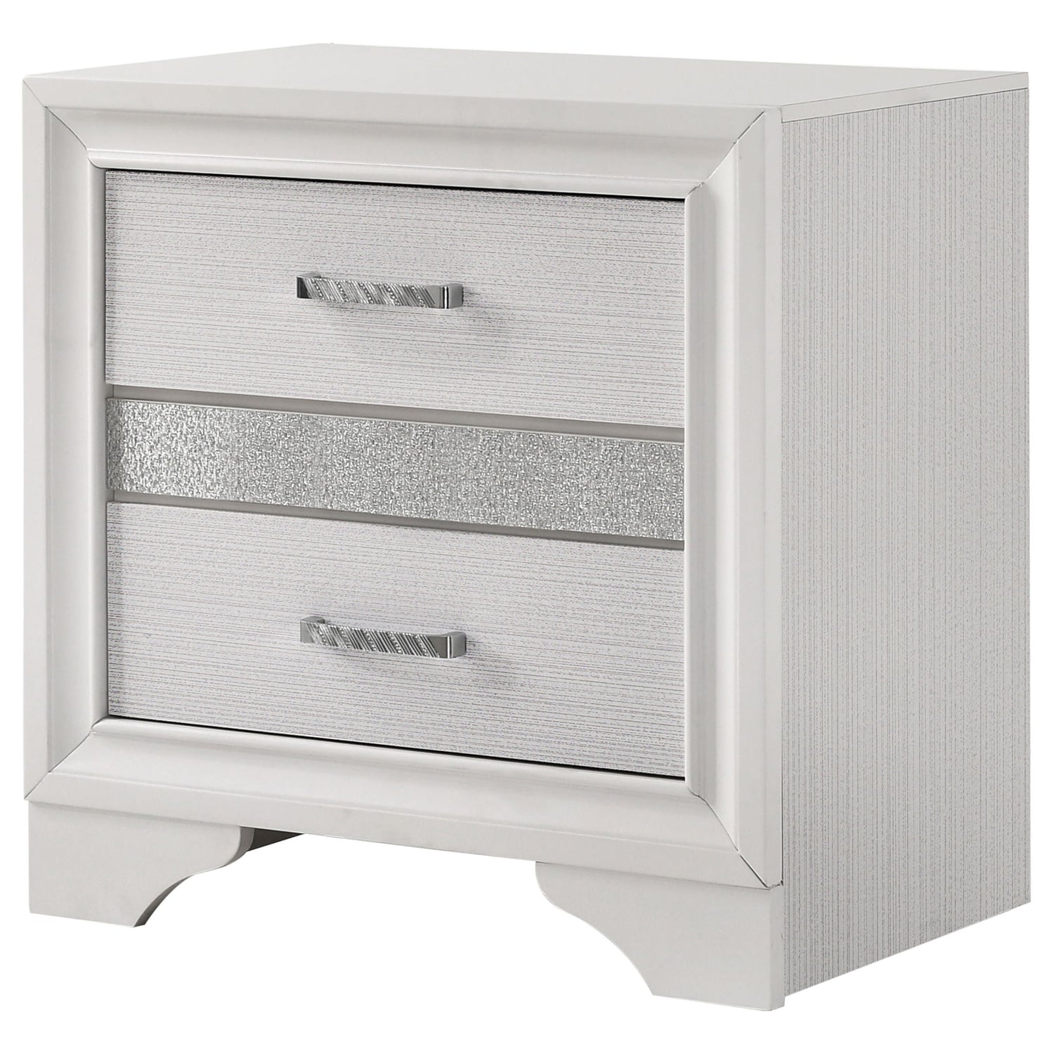 Transitional 2 Drawer Nightstand With Hidden Jewelry Tray