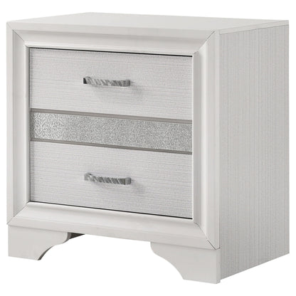 Transitional 2 Drawer Nightstand With Hidden Jewelry Tray