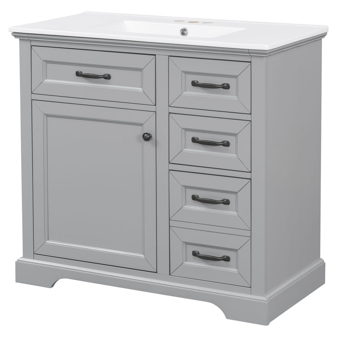 36&quot; Bathroom Vanity With Sink, 2 Tip Out Drawers, Soft Close Hinges