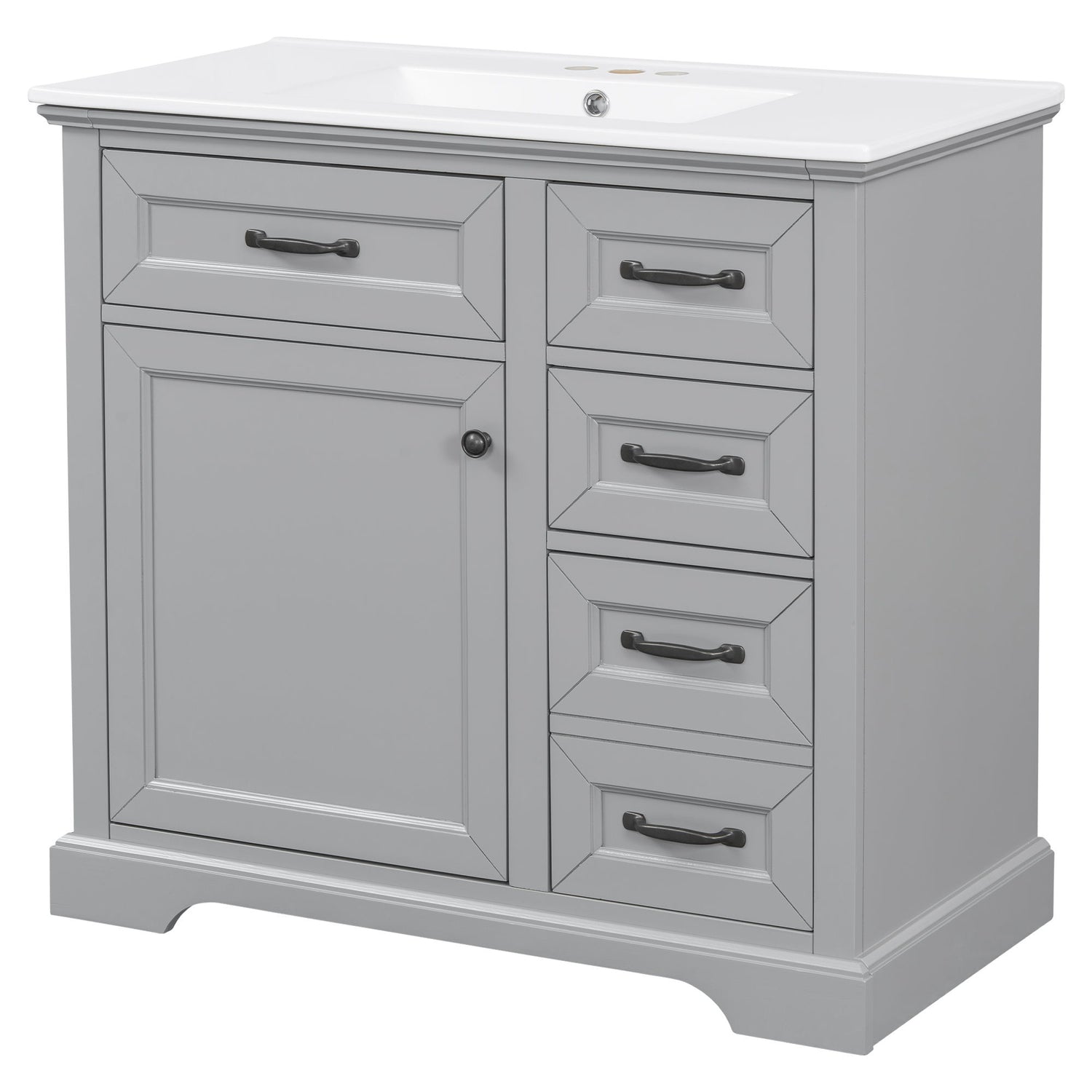 36&quot; Bathroom Vanity With Sink, 2 Tip Out Drawers, Soft Close Hinges