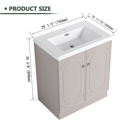 Contemporary Freestanding Bathroom Vanity With Resin Sink &amp; Soft-Close Cabinet Doors