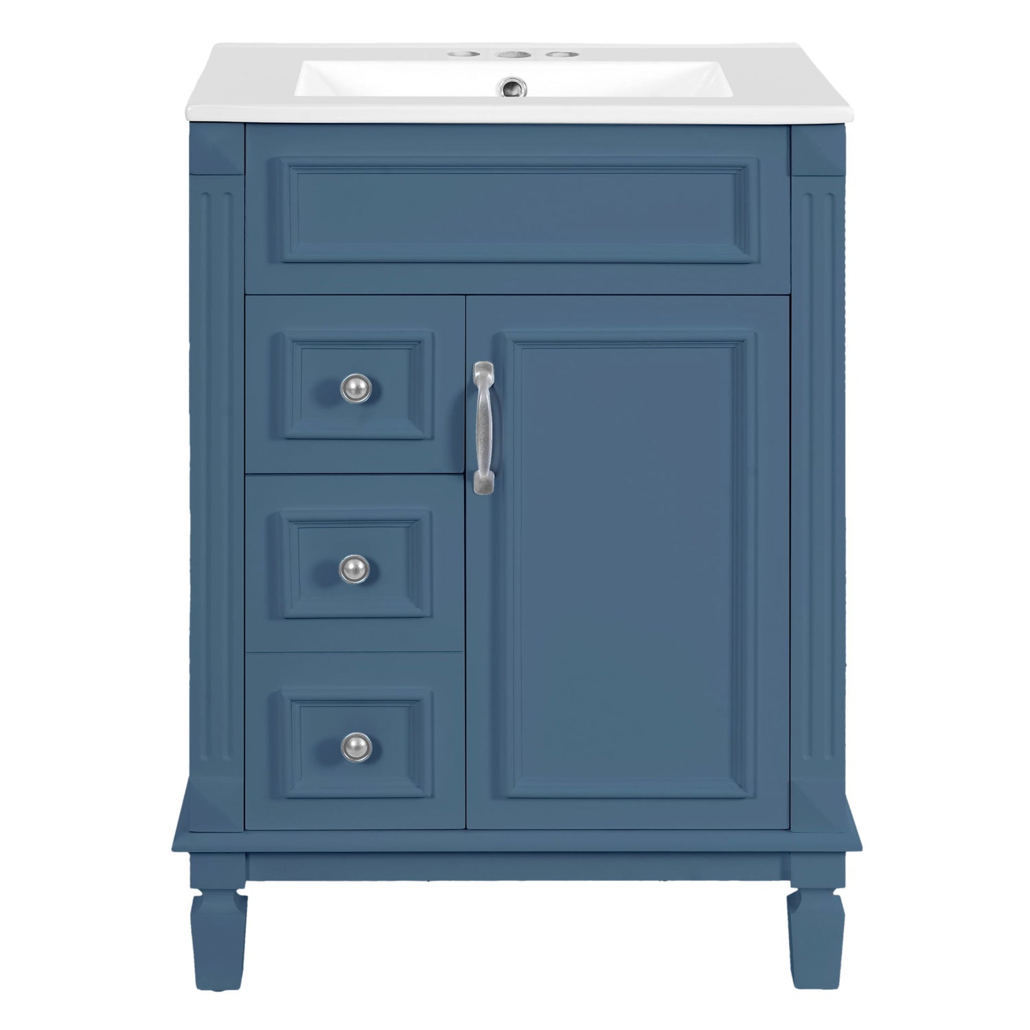 Bathroom Vanity With Sink, Compact Cabinet &amp; 2 Drawers And Adjustable Shelf
