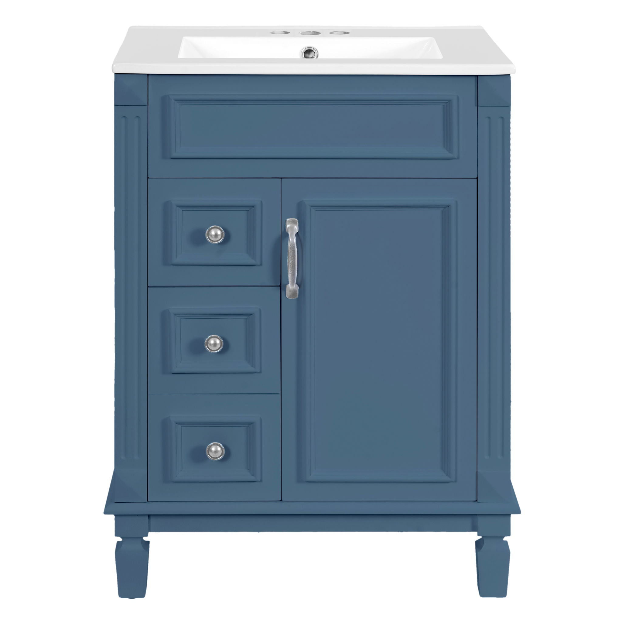 Bathroom Vanity With Sink, Compact Cabinet &amp; 2 Drawers And Adjustable Shelf