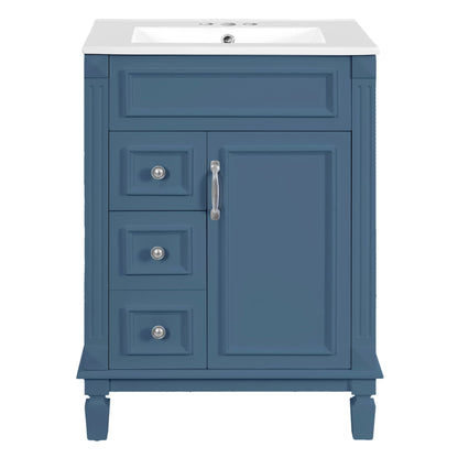 Bathroom Vanity With Sink, Compact Cabinet &amp; 2 Drawers And Adjustable Shelf