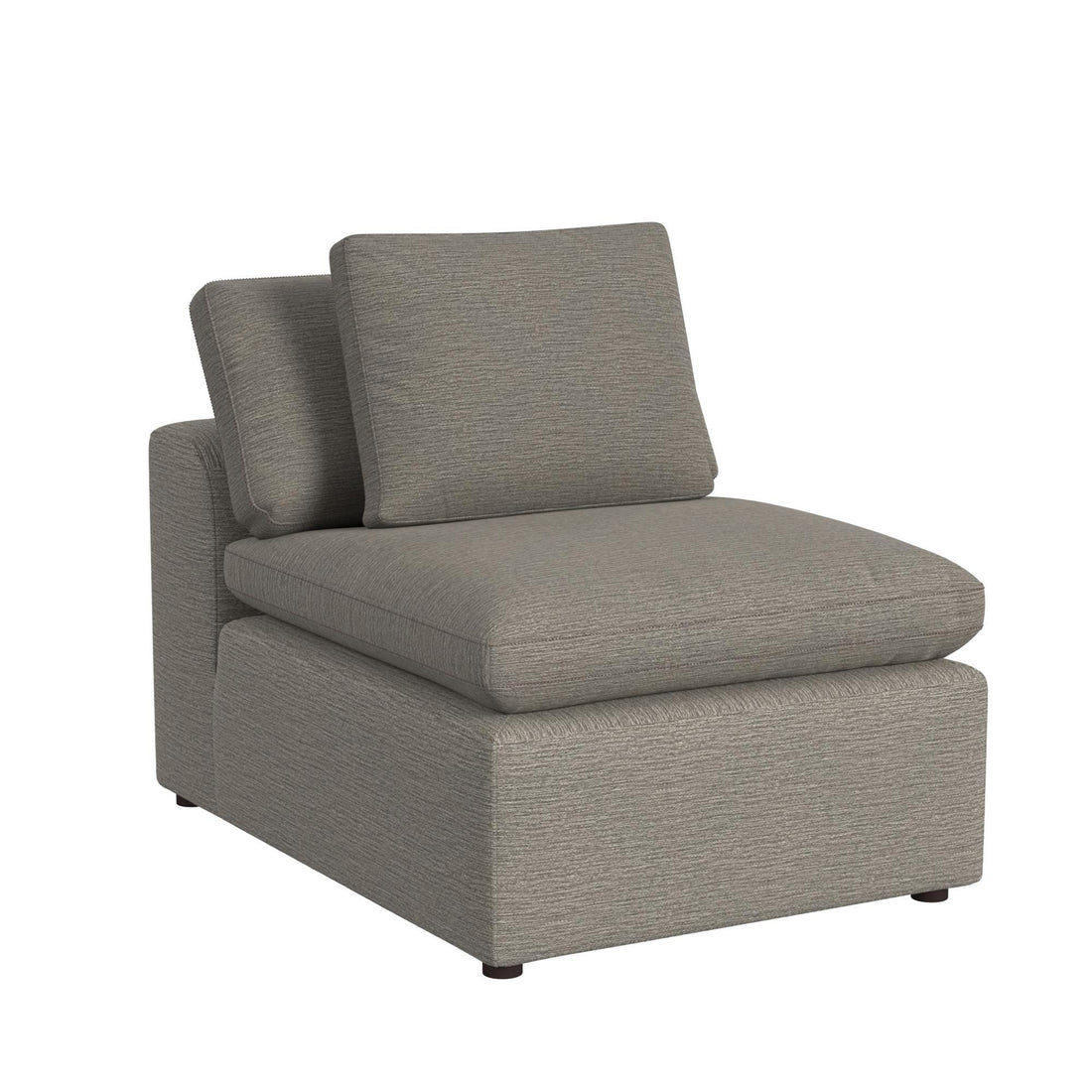 York - Modular Armless Chair With Overstuffed Cushion And Adjustable Pillows - Taupe