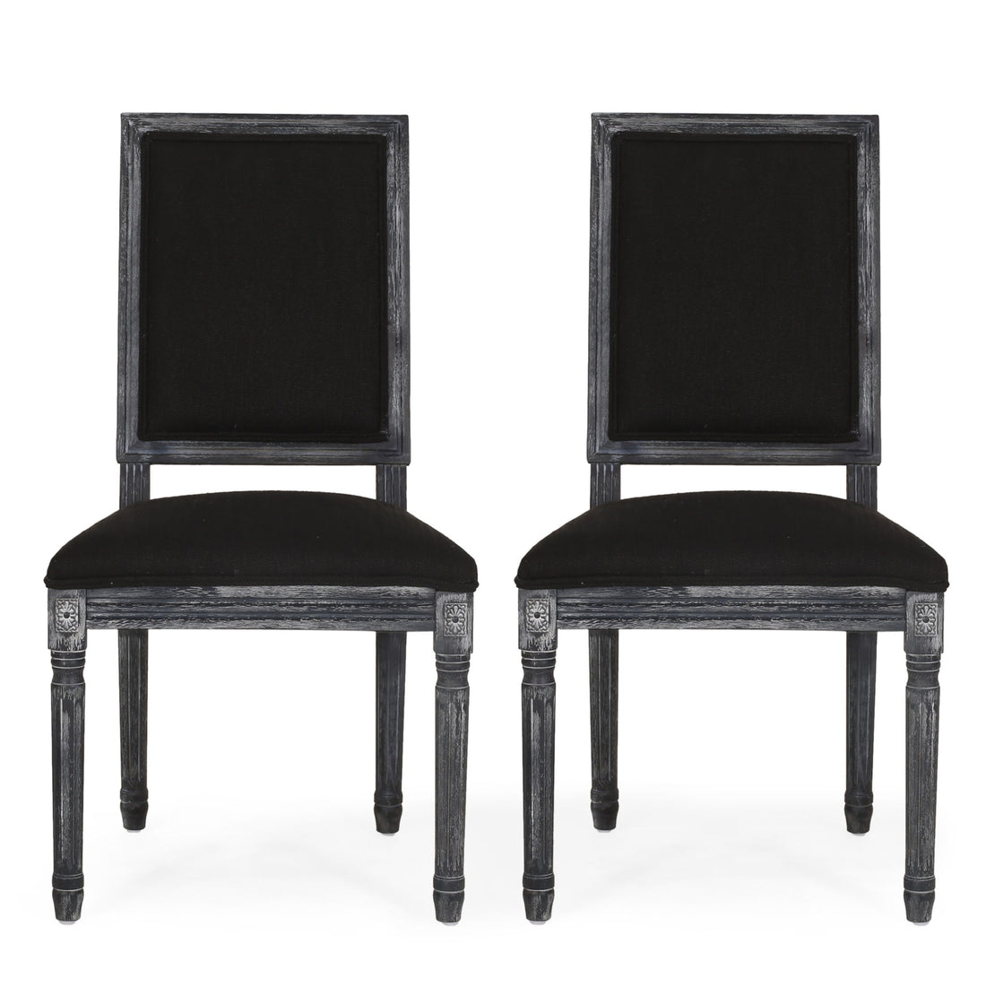 French Country Style Dining Chair With Upholstered Seating And Fluted Legs