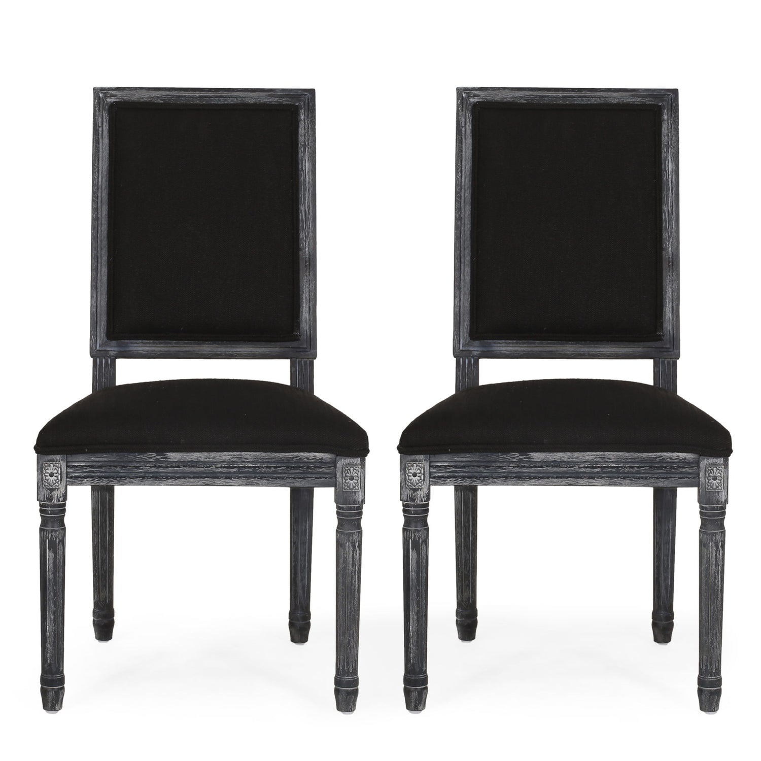 French Country Style Dining Chair With Upholstered Seating And Fluted Legs