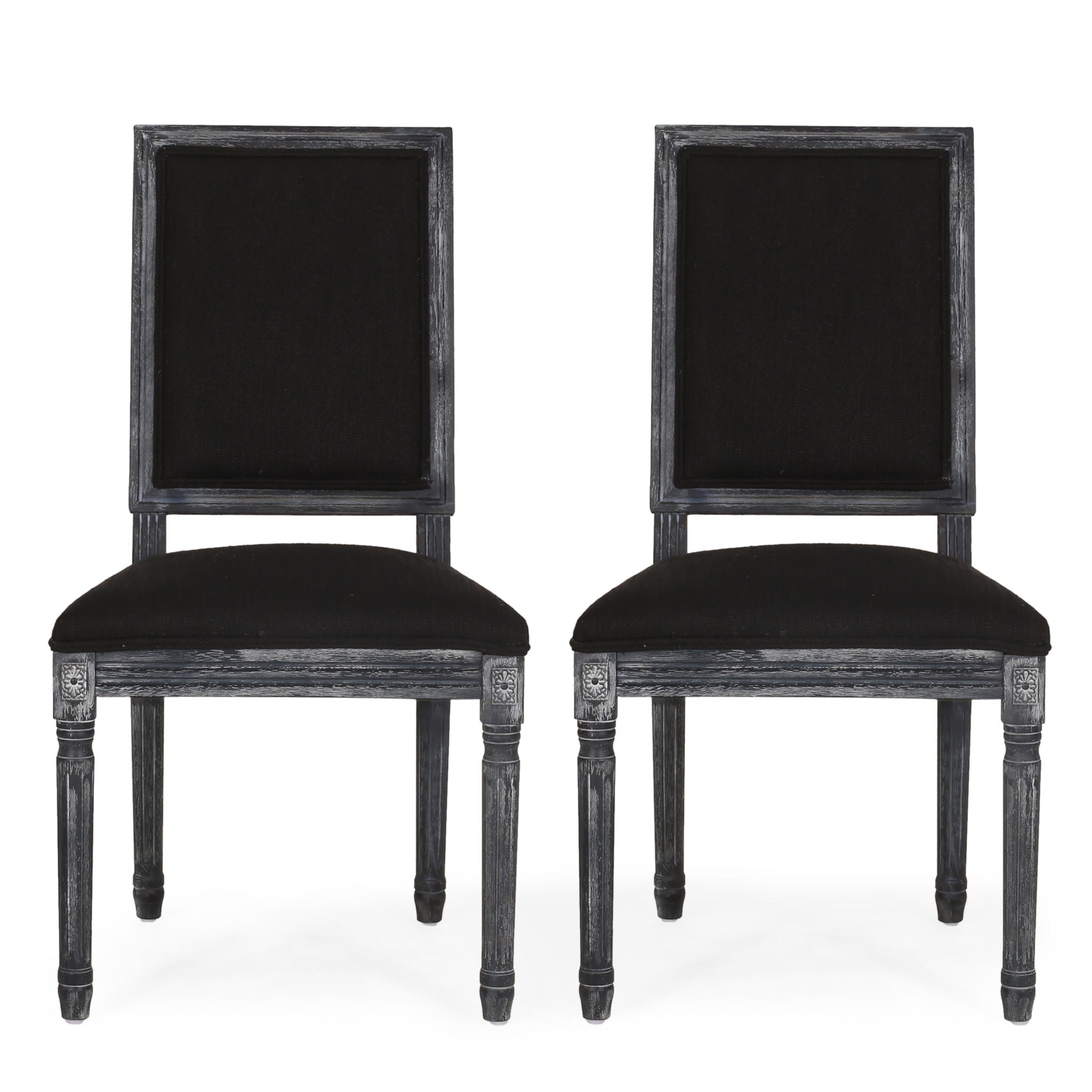 French Country Style Dining Chair With Upholstered Seating And Fluted Legs