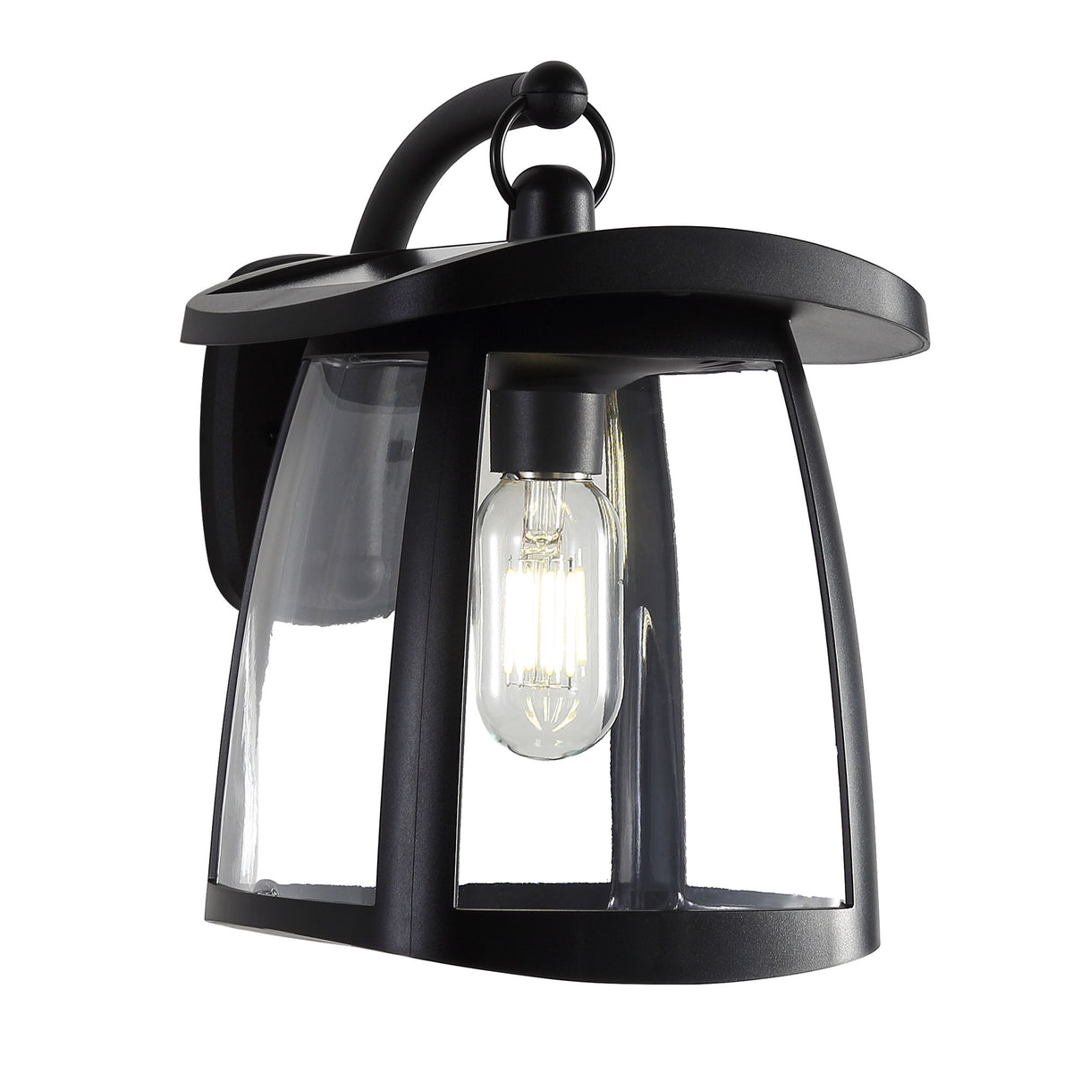 Waterproof Solar Wall Lanterns With 2 Solar Panels, 4 Lighting Modes, Outdoor Hanging Lights - Black
