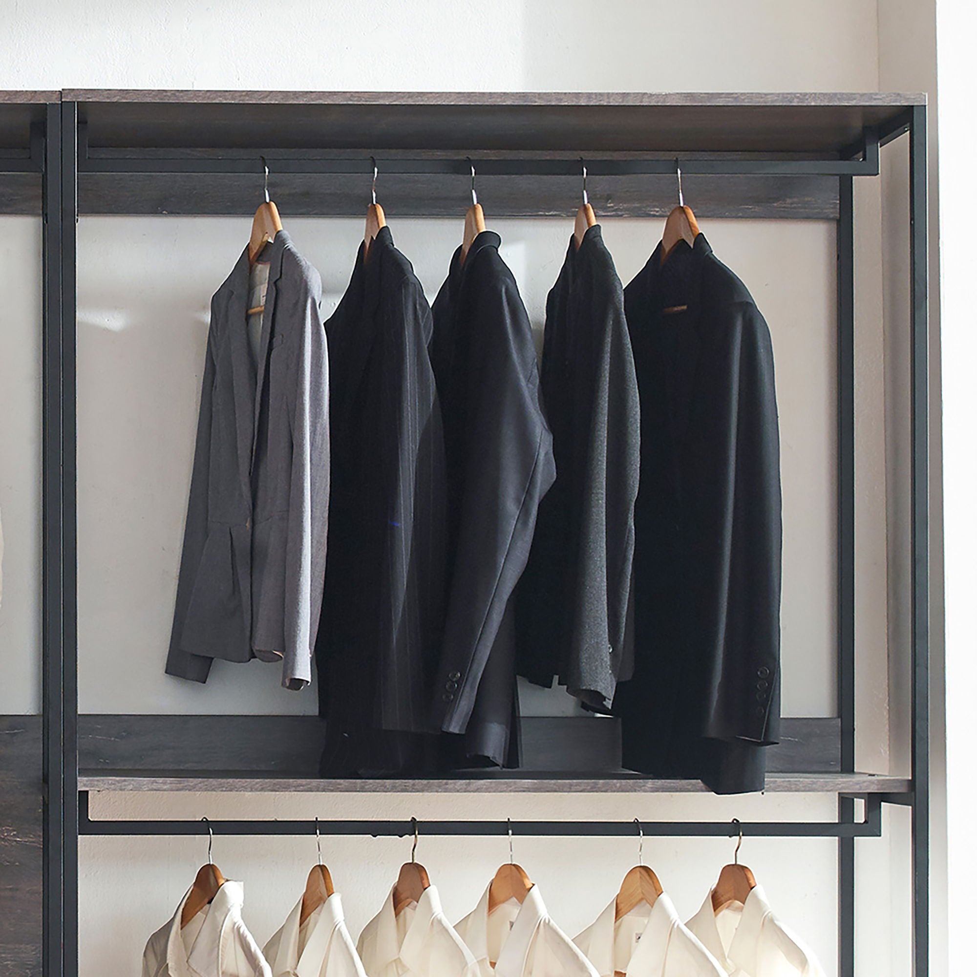 Monica - Wood Walk In Closet System &amp; Modular Design Melamine - Rustic