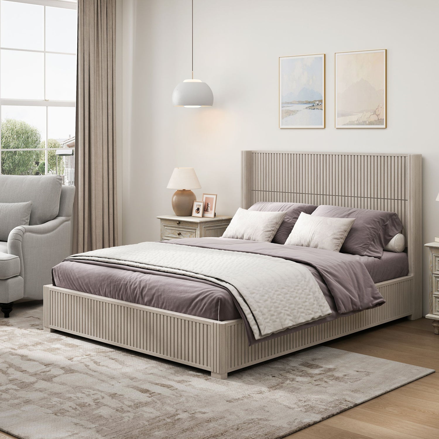 Platform Bed Frame With Headboard, Floor Standing Design
