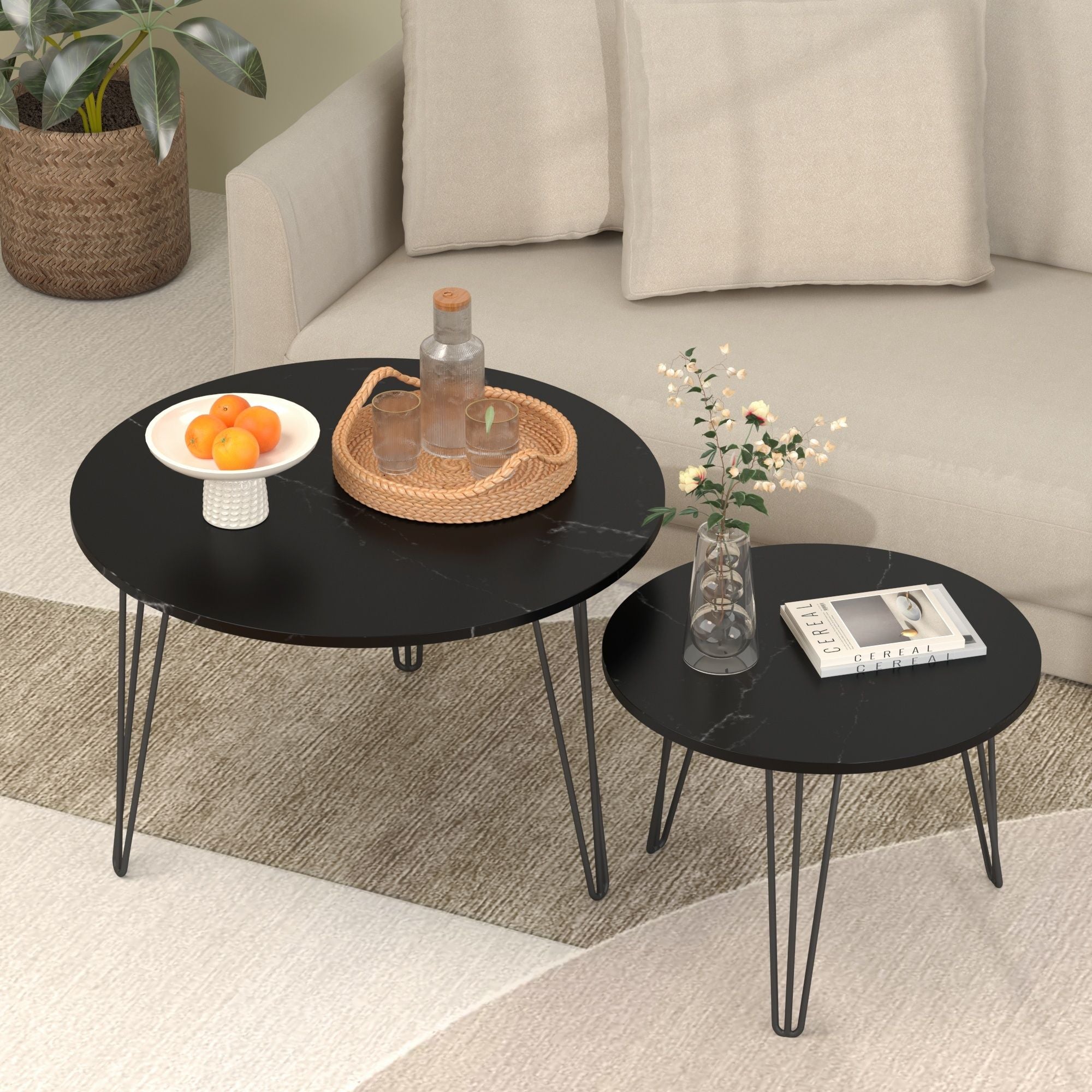 Round Nesting Coffee Table For Living Room (Set of 2)
