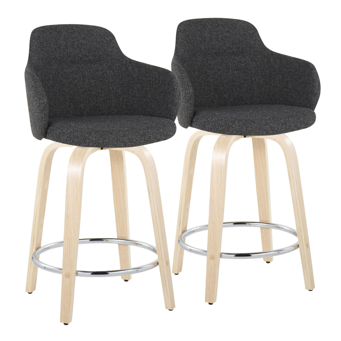 Boyne - Contemporary Fixed Height Counter Stool &amp; Swivel With Round Footrest (Set of 2)
