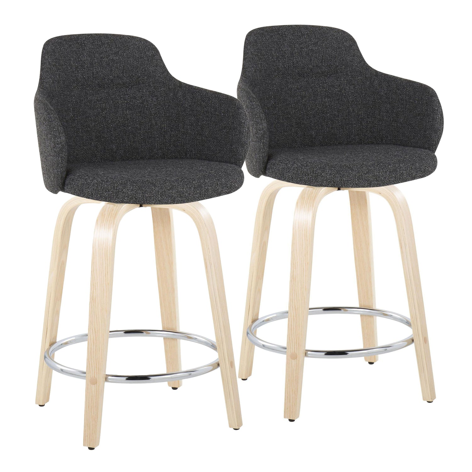 Boyne - Contemporary Fixed Height Counter Stool &amp; Swivel With Round Footrest (Set of 2)