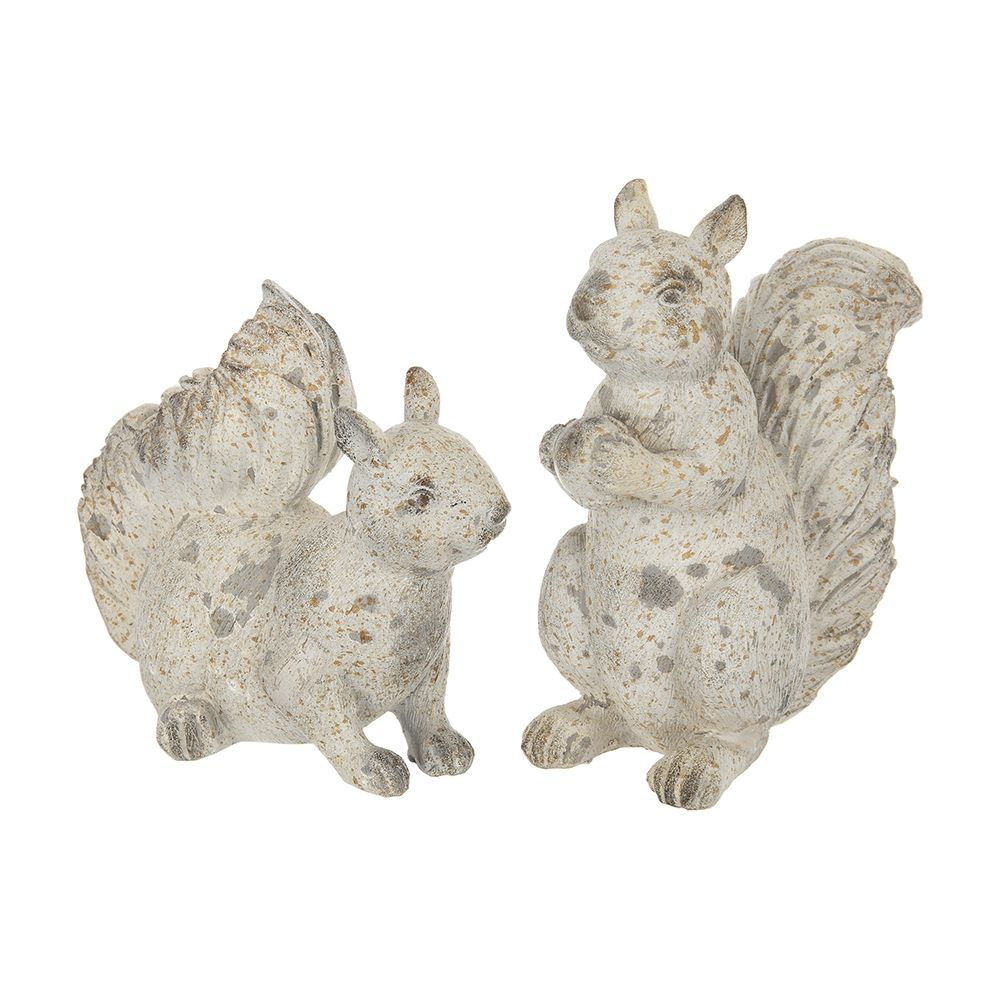 Resin Standing &amp; Lying Down Squirrel Rustic, For Harvest Festival Fall Festival &amp; Thanksgiving Table Decorations (Set of 2) - Antique Cream