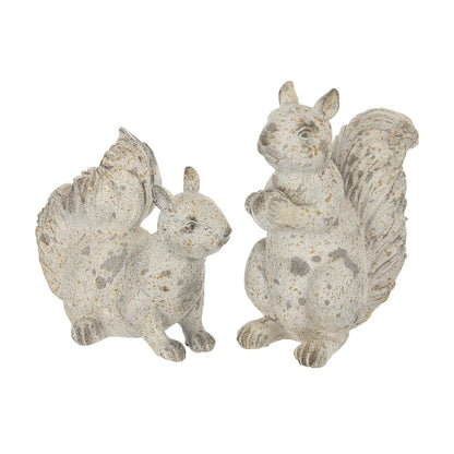 Resin Standing &amp; Lying Down Squirrel Rustic, For Harvest Festival Fall Festival &amp; Thanksgiving Table Decorations (Set of 2) - Antique Cream