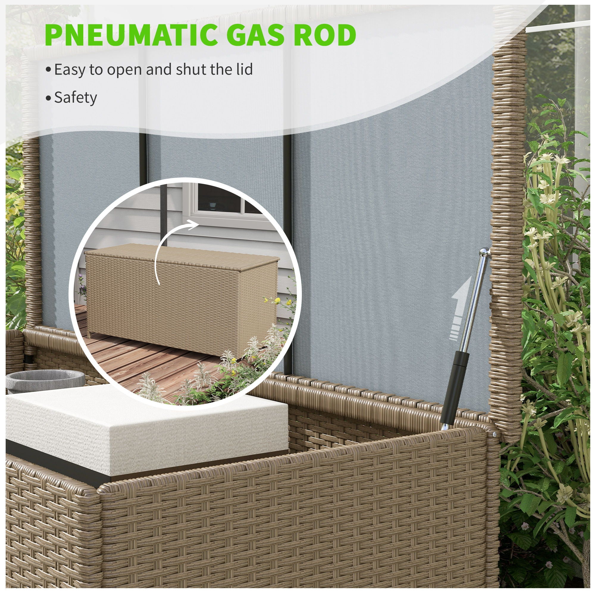 Outsunny - 83 Gallon Deck Box, Large Outdoor Storage Chest, Pe Wicker Trunk For Outside On Wheels For Garden Tools, Pool Toys &amp; Patio Furniture Cushions - Brown