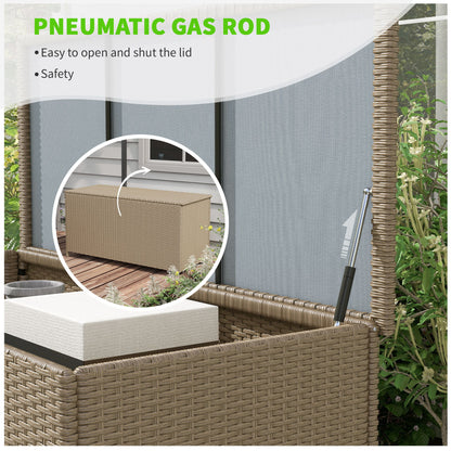 Outsunny - 83 Gallon Deck Box, Large Outdoor Storage Chest, Pe Wicker Trunk For Outside On Wheels For Garden Tools, Pool Toys &amp; Patio Furniture Cushions - Brown