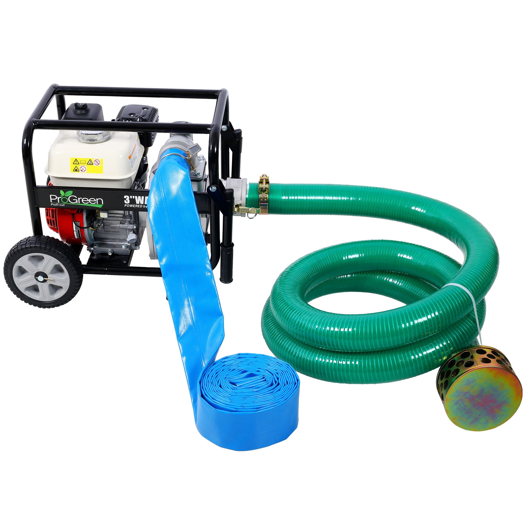 Honda - Gx160 Engine Water Pump 3&quot; 264Gpm With Accessories Kit And Handle Wheel Kit - Black / Red