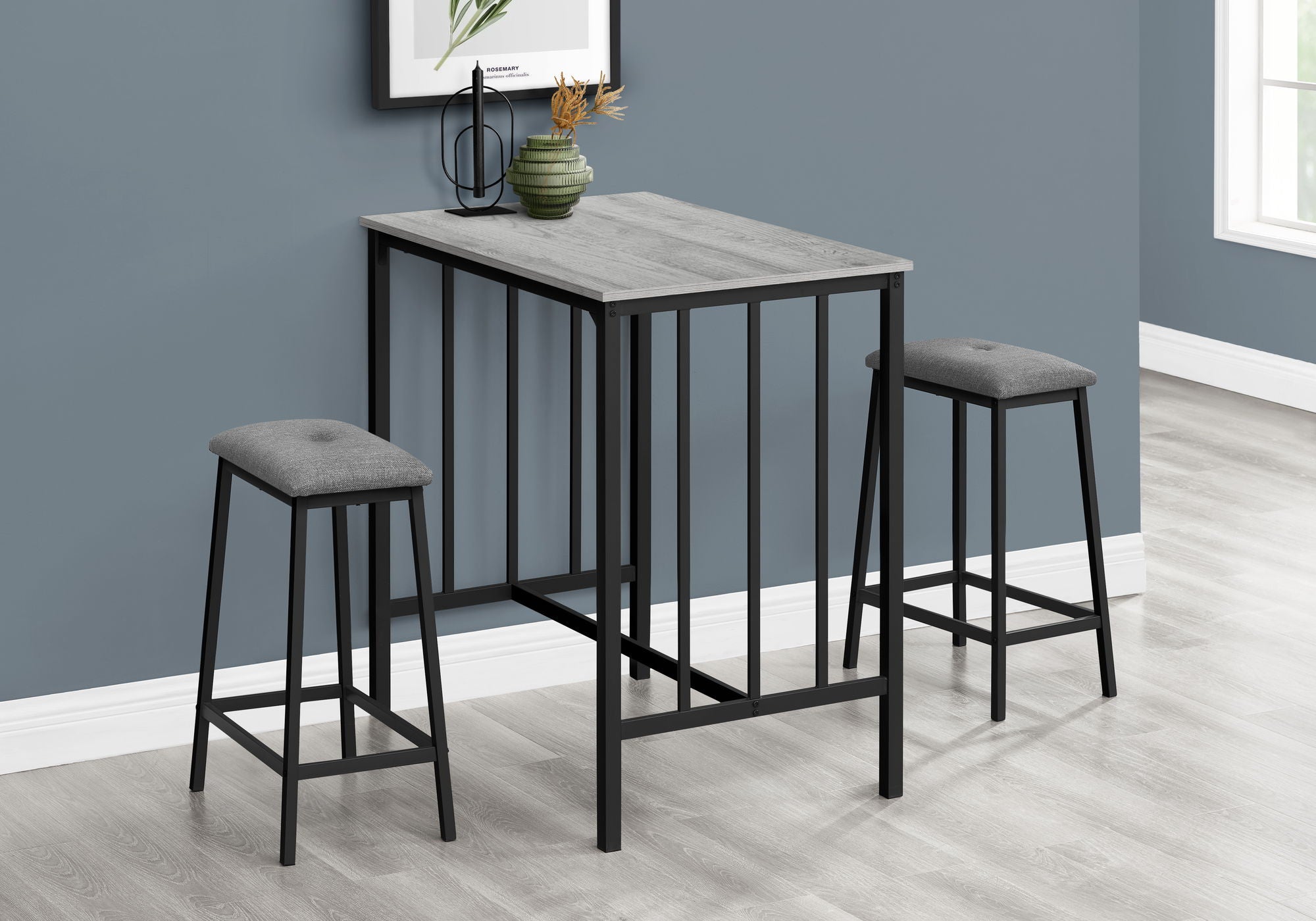 3 Pieces Dining Set, Counter Height, Rectangular, Small, Contemporary &amp; Modern