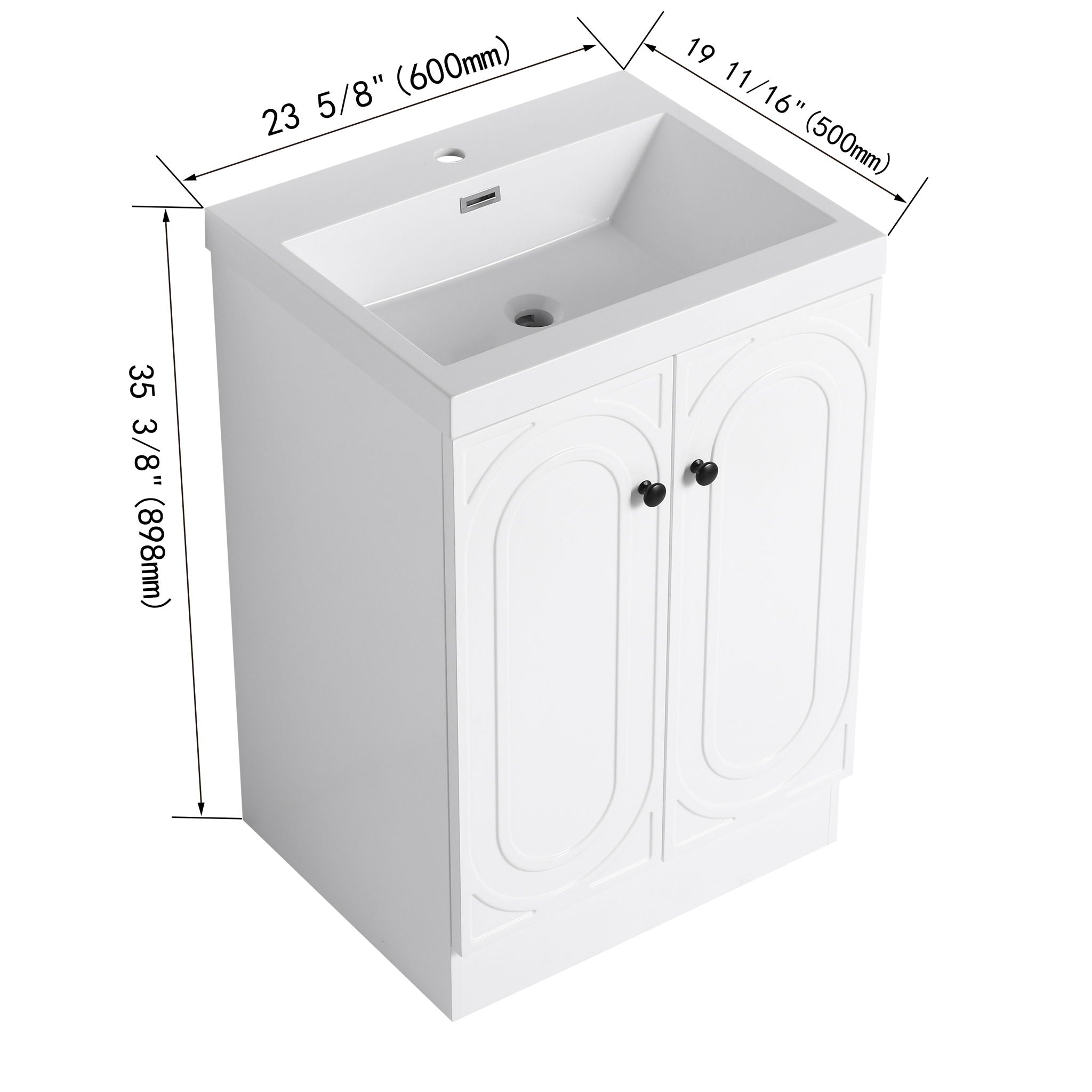 Contemporary Freestanding Bathroom Vanity With Resin Sink &amp; Soft-Close Cabinet Doors