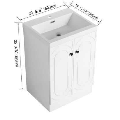 Contemporary Freestanding Bathroom Vanity With Resin Sink &amp; Soft-Close Cabinet Doors