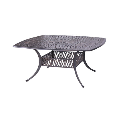 Square 8 Person 64&quot; Long Aluminum Dining Set With Cushions