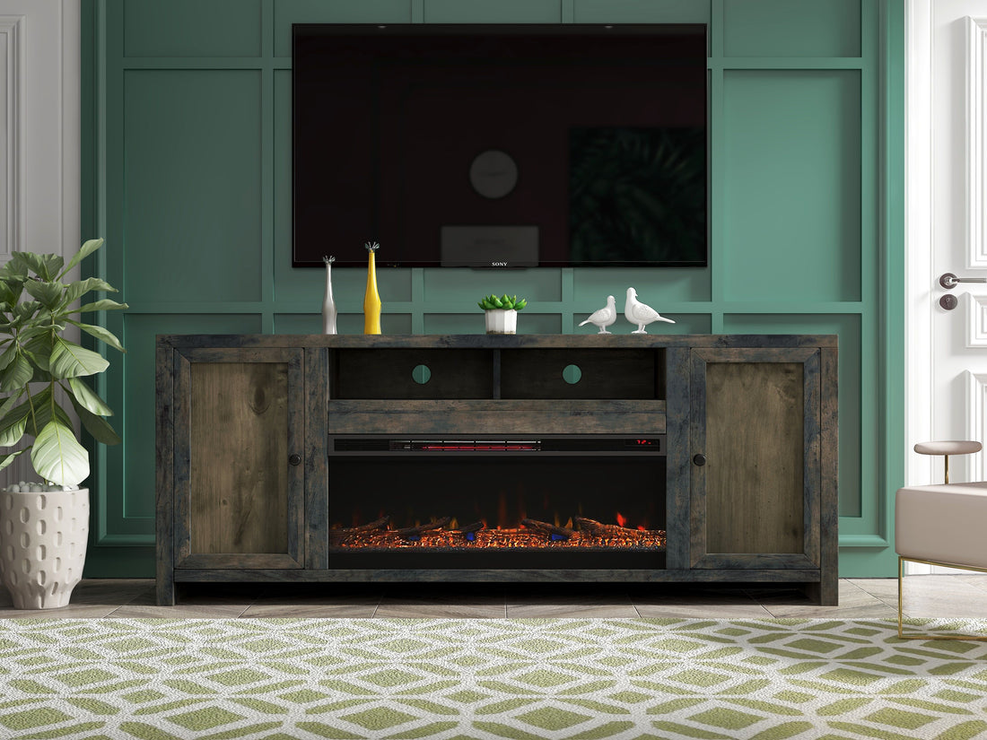 Joshua Creek - Electric Fireplace TV Stand For TVs Up To 95&quot; - Barnwood