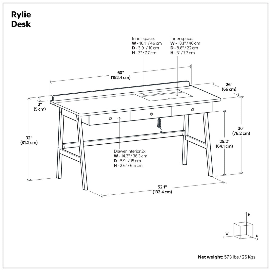 Rylie - Desk - Natural Aged Brown