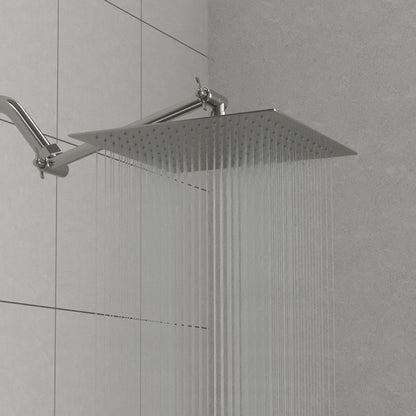Luxury Rain Shower Head With Adjustable Arm, 10&quot; Square, Stainless Steel - Brushed Nickel