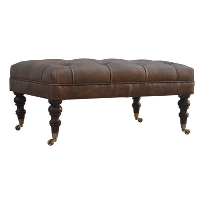 Buffalo - Leather Ottoman With Castor Legs