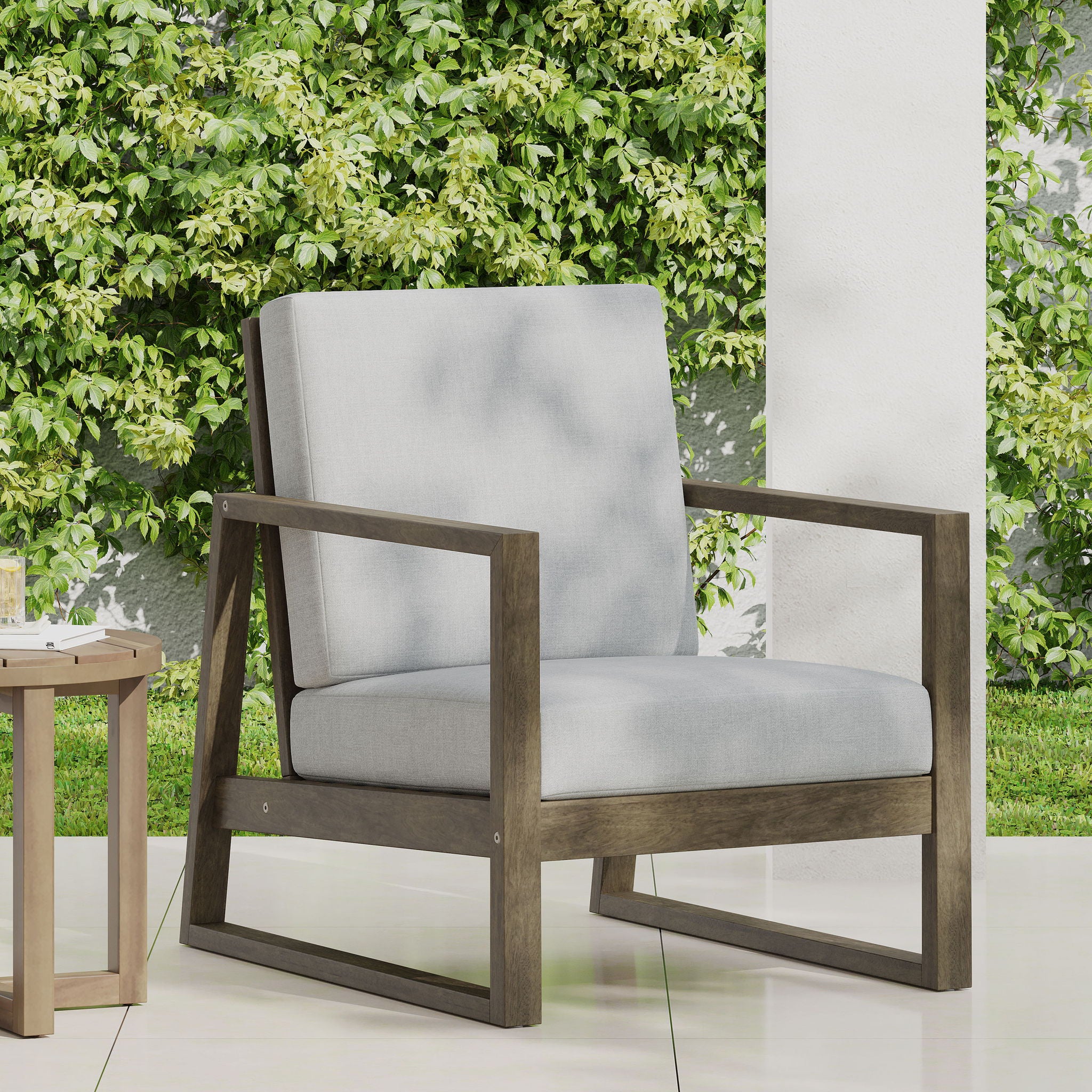 Nexusia - Outdoor Acacia Wood Club Chair With Slat Design