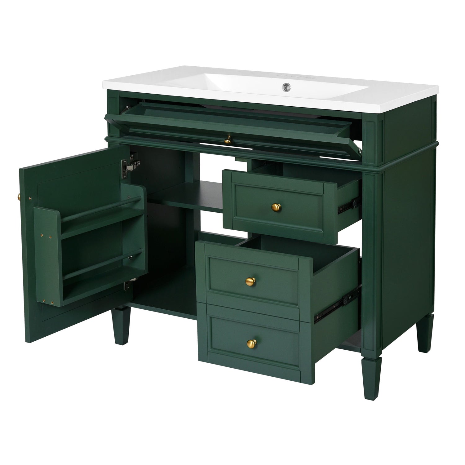 Bathroom Vanity &amp; Top Sink, Modern Bathroom Storage Cabinet With 2 Drawers And A Tip-Out Drawer