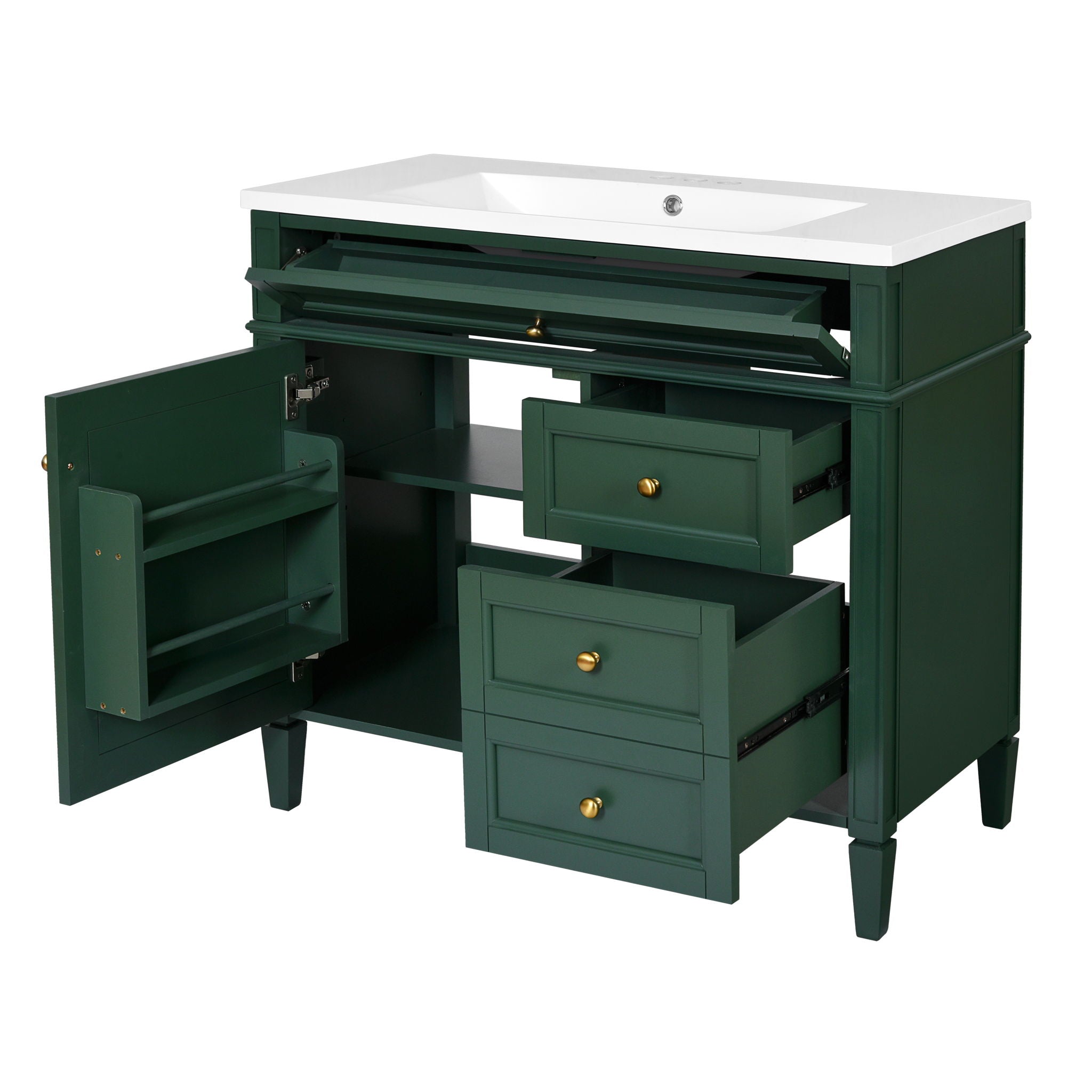 Bathroom Vanity &amp; Top Sink, Modern Bathroom Storage Cabinet With 2 Drawers And A Tip-Out Drawer