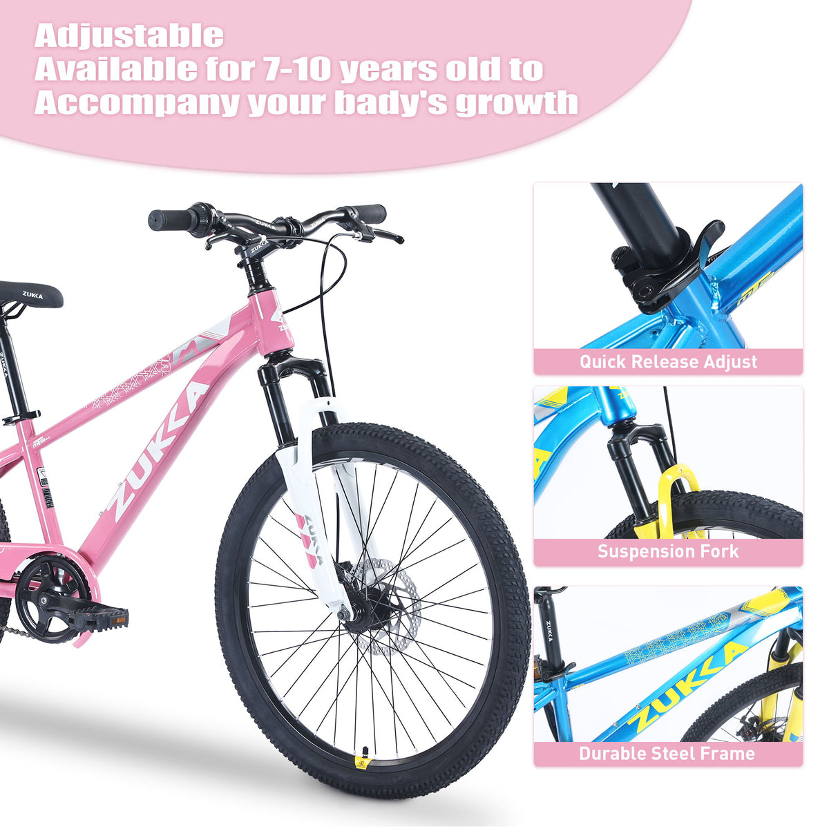 Zukka - 20" Mountain Bike With Adjustable Saddle And Suspension Fork