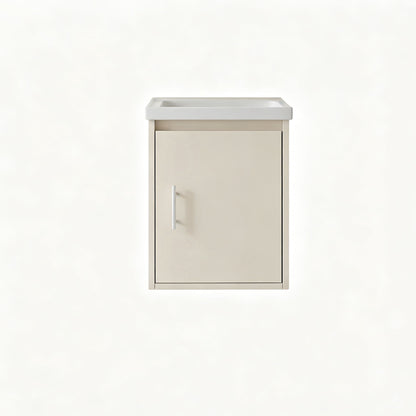 16" Floating Bathroom Vanity Combo, Wall Mounted Cabinet With Sink &amp; Soft Close Doors For Small Bathrooms - Khaki