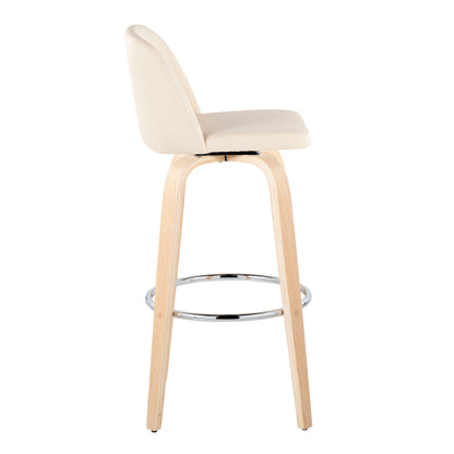 Toriano - Contemporary Fixed Height Barstool &amp; Swivel With Round Footrest (Set of 2)