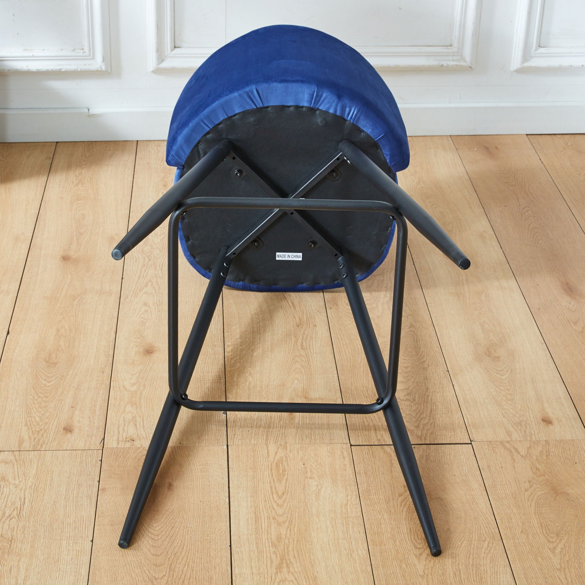 Bar Stool (Set of 2) Modern Counter Bar Height Chair With Back, Sturdy Metal Legs &amp; Footrests, Island Stool For Kitchen Bar - Blue
