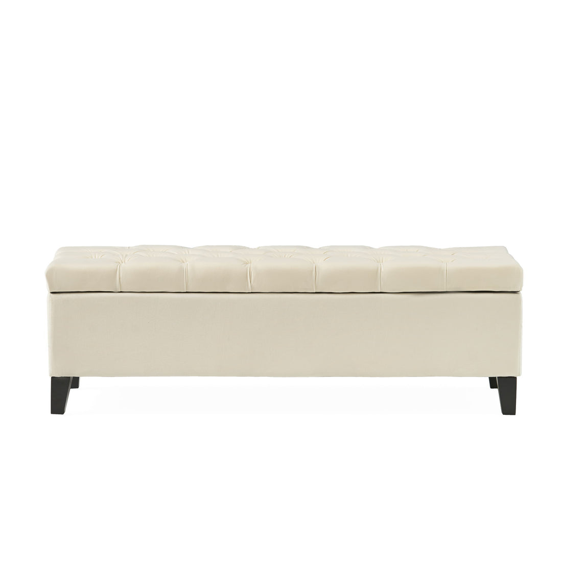Button Tufted Diamond Stitch Storage Ottoman - Beige