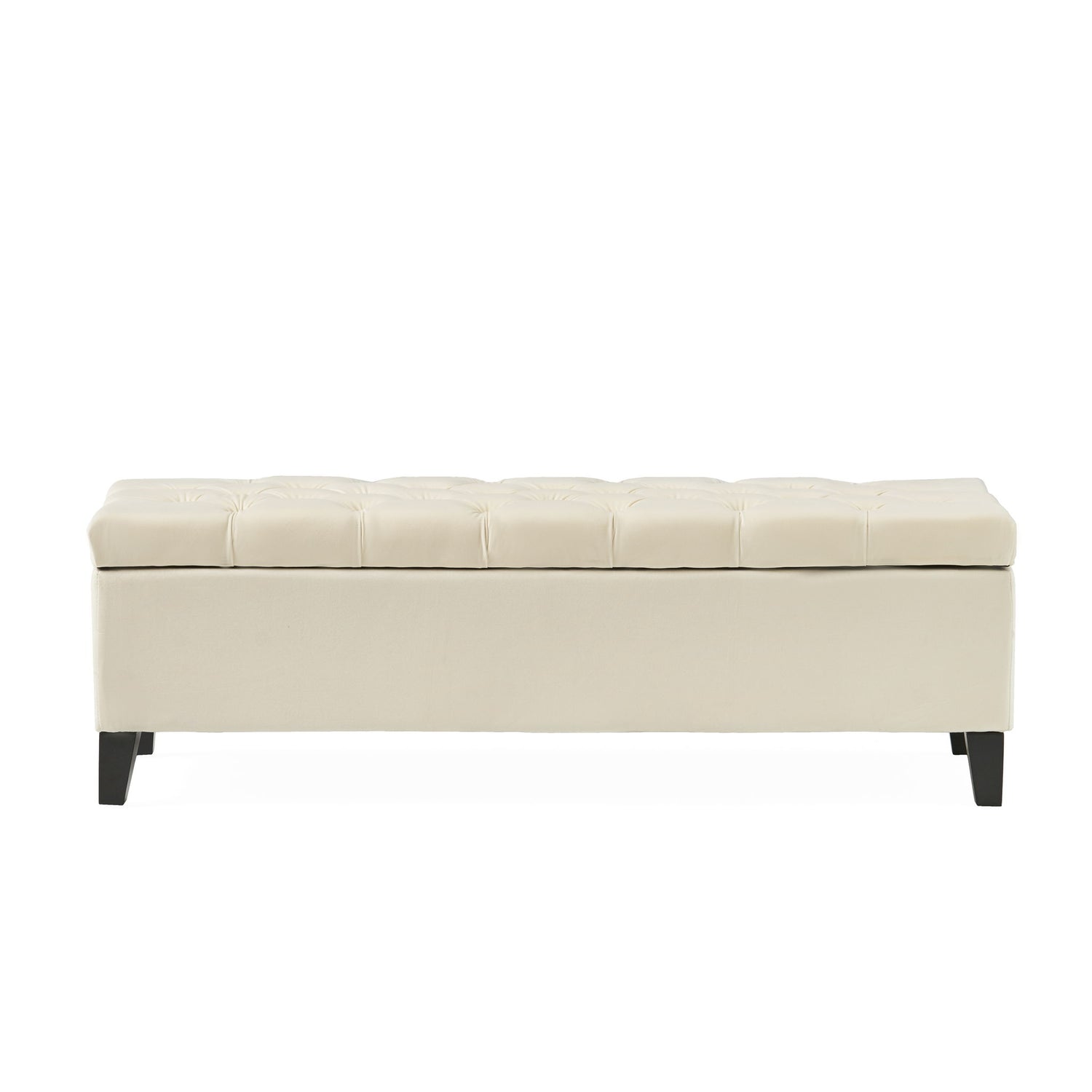 Button Tufted Diamond Stitch Storage Ottoman - Beige