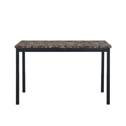 5 Piece Dinning Set With Faux Marble Top, Table &amp; 4 Chairs - Black