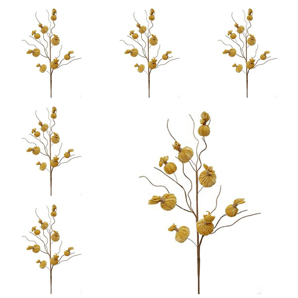Pumpkin Spray, Botanicals Decor For Harvest Festival Fall Festival &amp; Thanksgiving Table Decorations (Set of 6) - Yellow